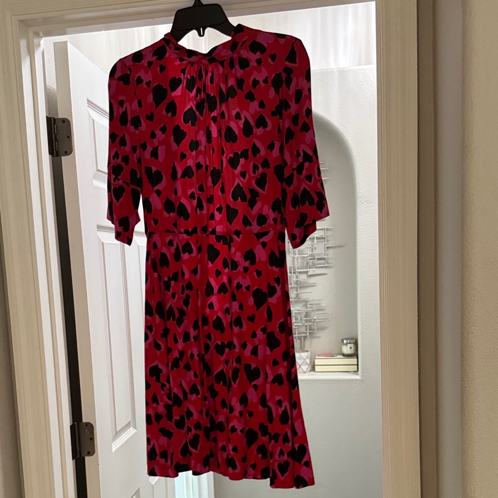 Closet brand Red and Black Patterned Long Sleeve Dress short / worn once/
